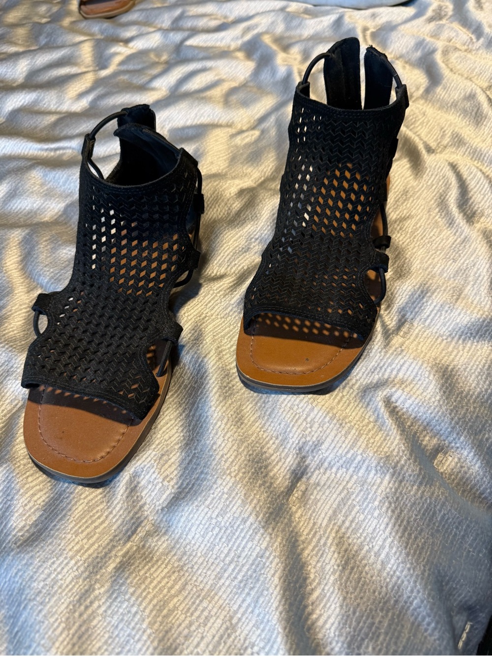 Lucky Brand Black Woven Cutout Gladiator Sandals - Picture 2 of 3